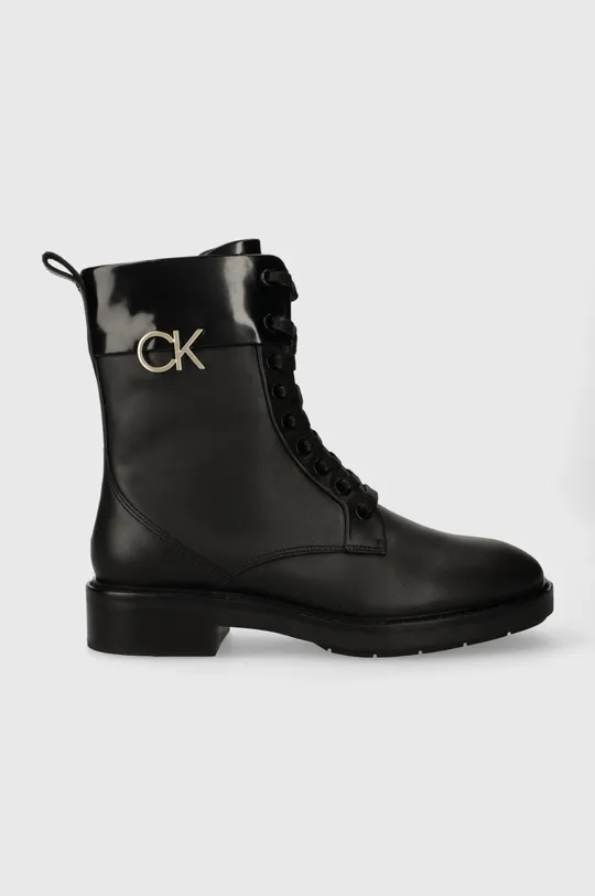 czarny Calvin Klein workery RUBBER SOLE COMBAT BOOT W/HW Damski