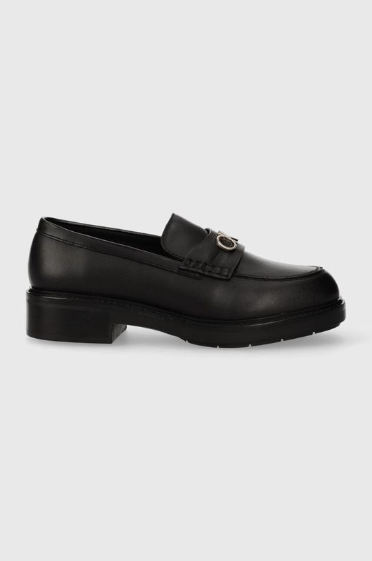 čierna Kožené mokasíny Calvin Klein RUBBER SOLE LOAFER W/HW Dámsky