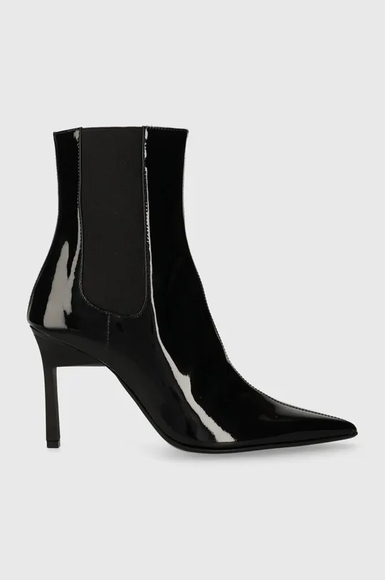 чёрный Кожаные полусапоги Calvin Klein GEO STILETTO CHELSEA BOOT 90-PAT Женский