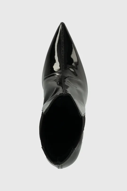 fekete Calvin Klein bőr bokacsizma GEO STILETTO CHELSEA BOOT 90-PAT