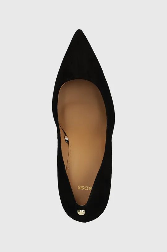 fekete BOSS magassarkú cipő velúrból Janet Pump 90