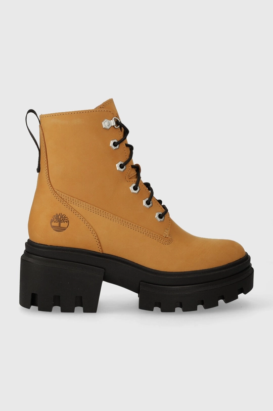 коричневый Кожаные полусапоги Timberland Everleigh Boot 6in LaceUp Женский