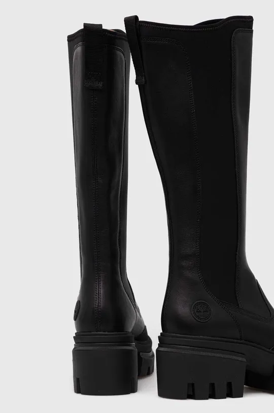 Usnjeni elegantni škornji Timberland Everleigh Boot Tall Zunanjost: Tekstilni material, Naravno usnje Notranjost: Tekstilni material Podplat: Sintetični material