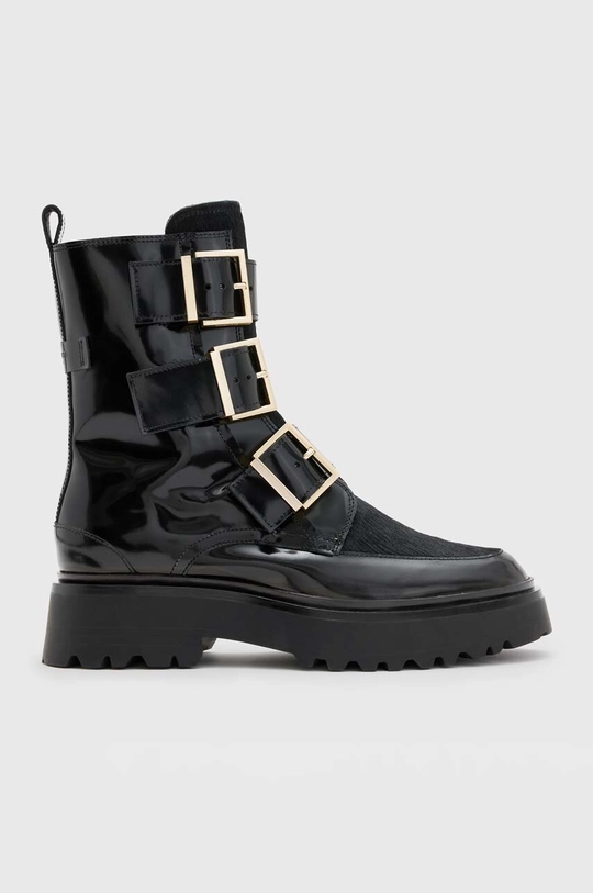 czarny AllSaints botki skórzane Lynx Pony Boot Damski