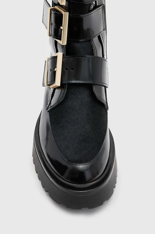 czarny AllSaints botki skórzane Lynx Pony Boot