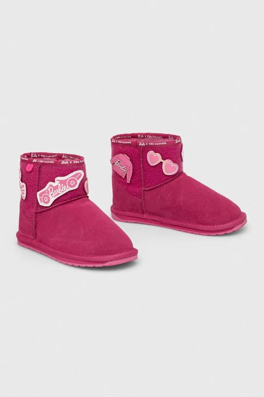Дитячі замшеві зимові черевики Emu Australia x Barbie, Wallaby Mini Play рожевий