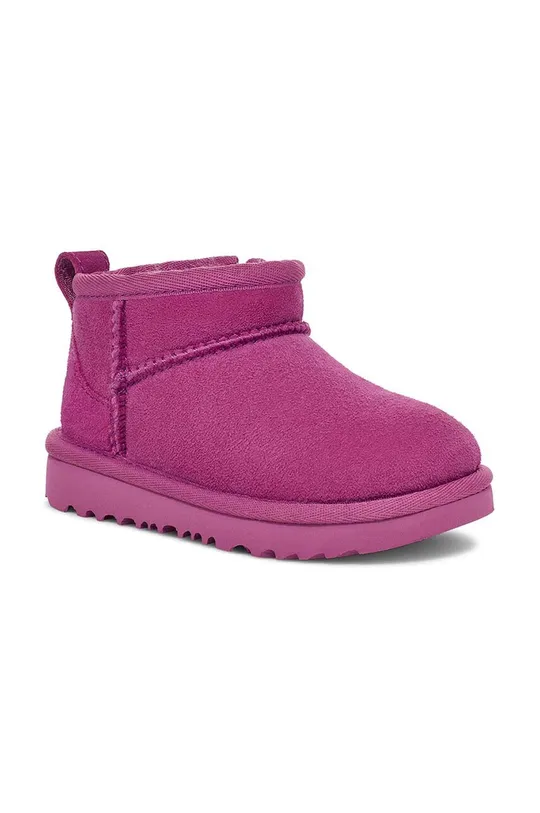 Dječje cipele za snijeg od brušene kože UGG T CLASSIC ULTRA MINI ljubičasta