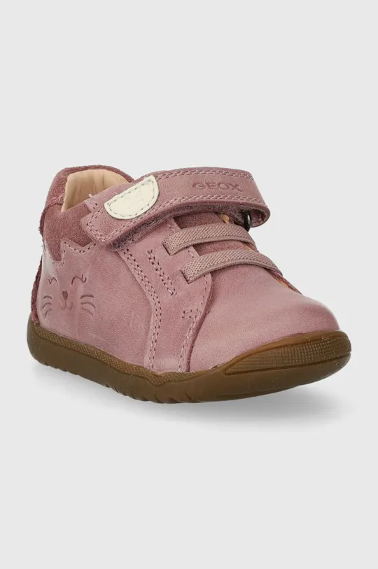 Дитячі шкіряні кросівки Geox рожевий