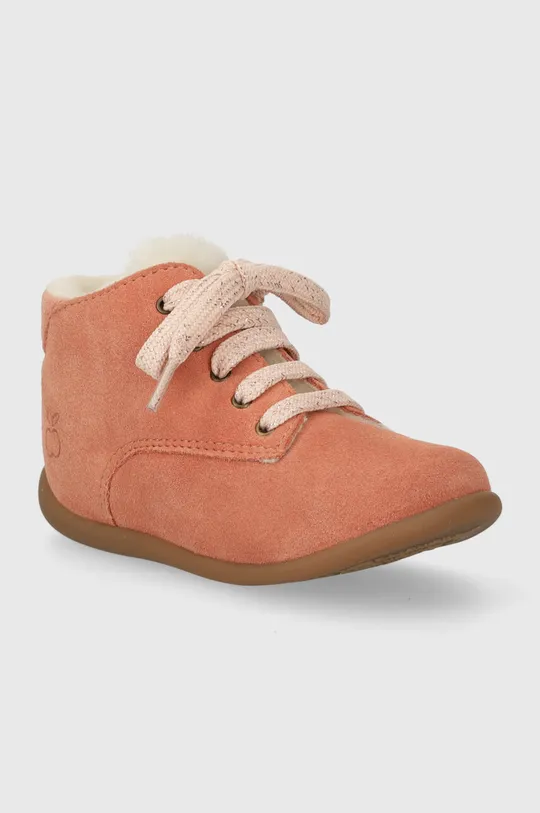 Detské semišové topánky Pom D'api STAND-UP DERBY FUR oranžová