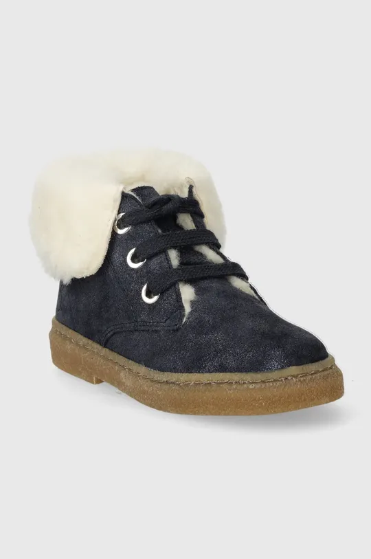 Otroški zimski čevlji iz semiša Pom D'api TRIX FUR G mornarsko modra