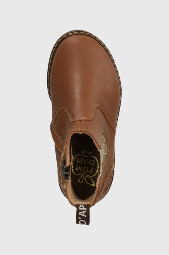 коричневый Детские кожаные ботинки Pom D'api CITY JODZIP