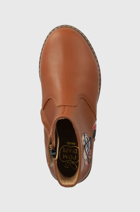 коричневый Детские кожаные ботинки Pom D'api