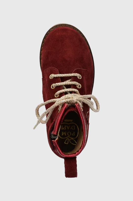 burgundské Detské semišové topánky Pom D'api TRIP HI FLO