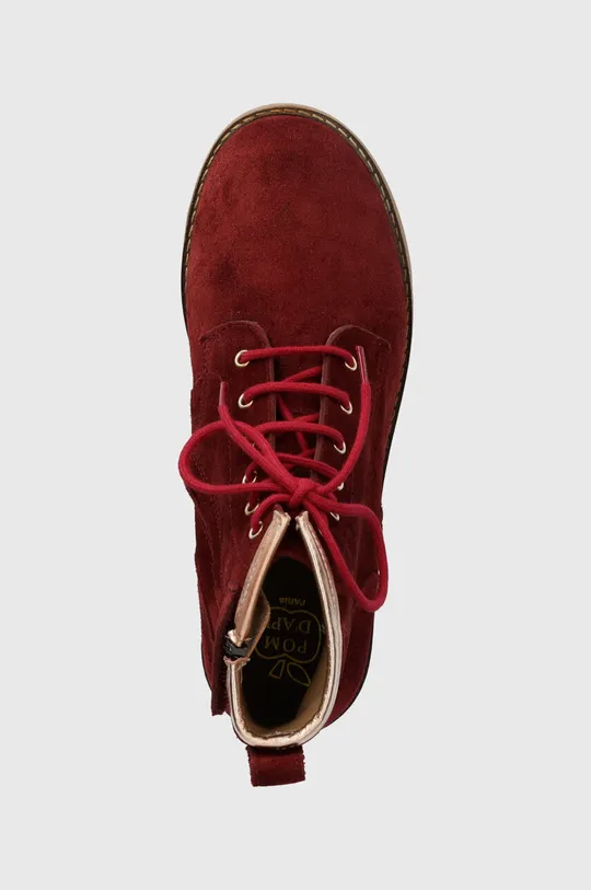 burgundské Detské semišové topánky Pom D'api TRIP HI LACE