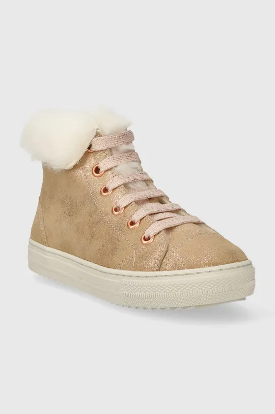 Detské zimné semišové topánky Pom D'api SWAG ZIP FUR béžová