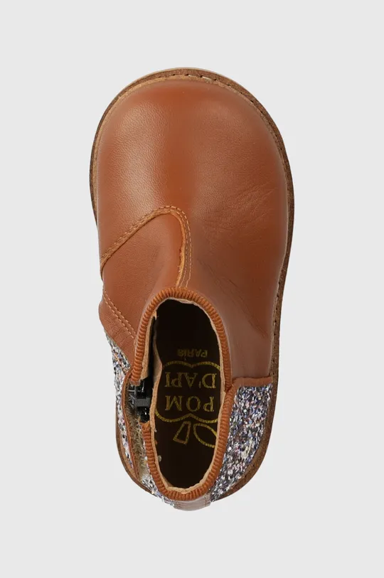коричневый Детские кожаные ботинки Pom D'api RETRO BACK