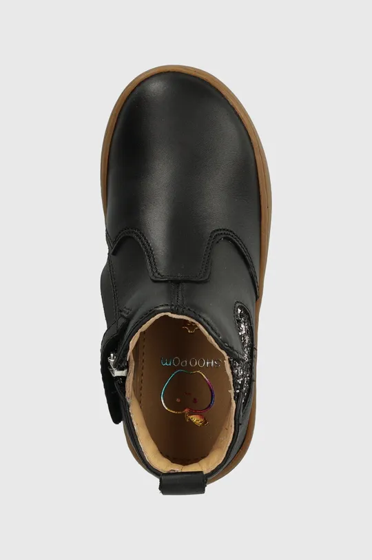 čierna Detské kožené topánky Shoo Pom