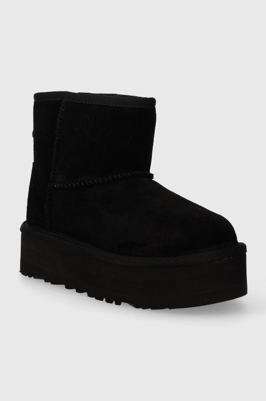 Детские замшевые сапоги UGG CLASSIC MINI PLATFORM чёрный