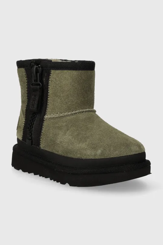Παιδικές χειμερινές μπότες UGG T CLASSIC MINI ZIPPER TAPE LOGO πράσινο