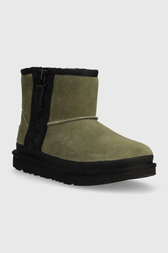 UGG śniegowce zamszowe dziecięce KIDS CLASSIC MINI ZIPPER TAPE L zielony