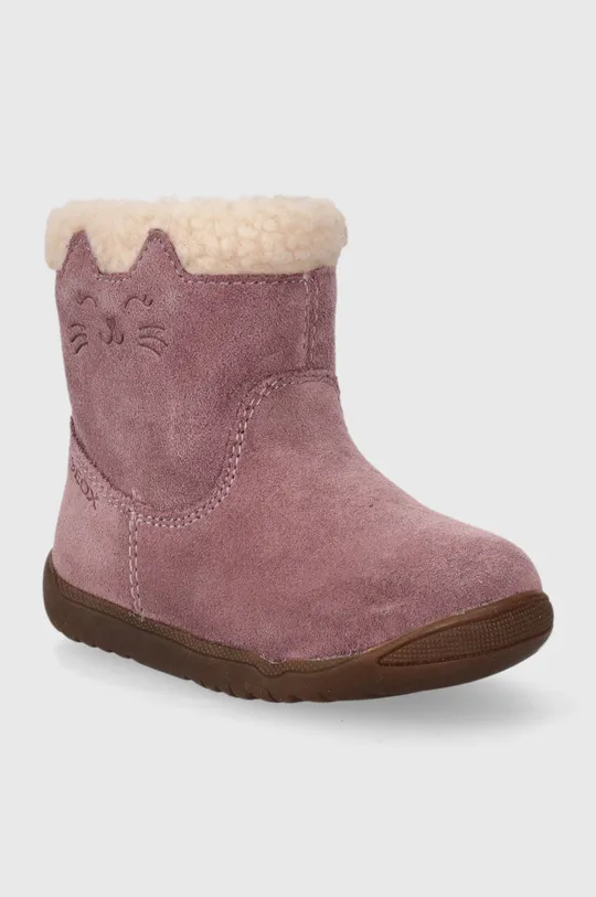 Geox buty zimowe zamszowe dziecięce fioletowy