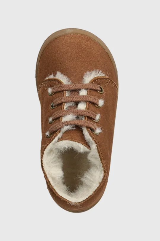 smeđa Dječje zimske cipele od brušene kože Pom D'api FLEX-UP BOTTINE FUR