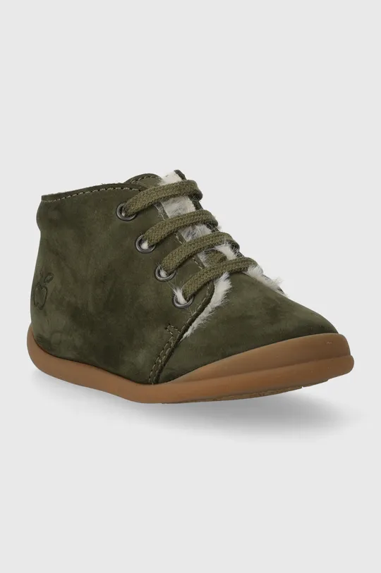 Detské zimné semišové topánky Pom D'api FLEX-UP BOTTINE FUR zelená
