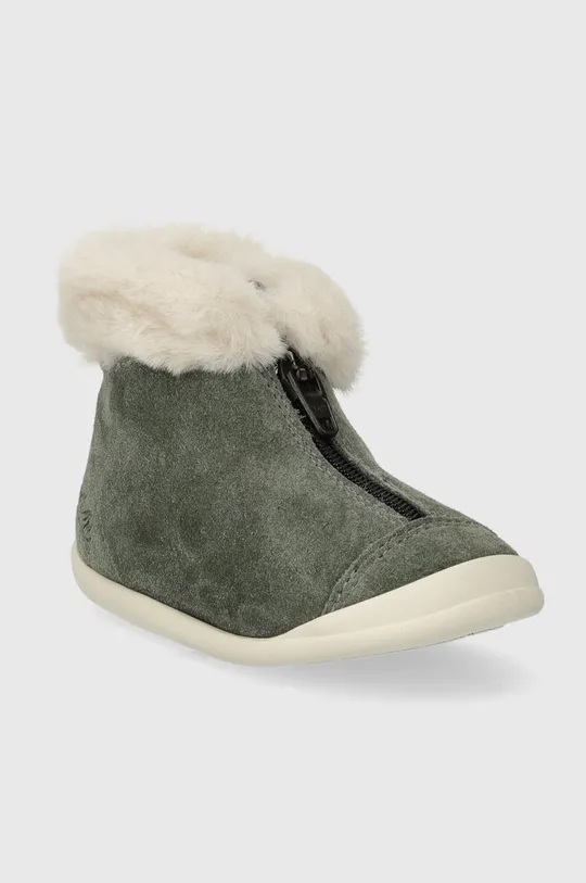 Παιδικές χειμερινές μπότες σουέτ Pom D'api SWEET ZIP FUR πράσινο