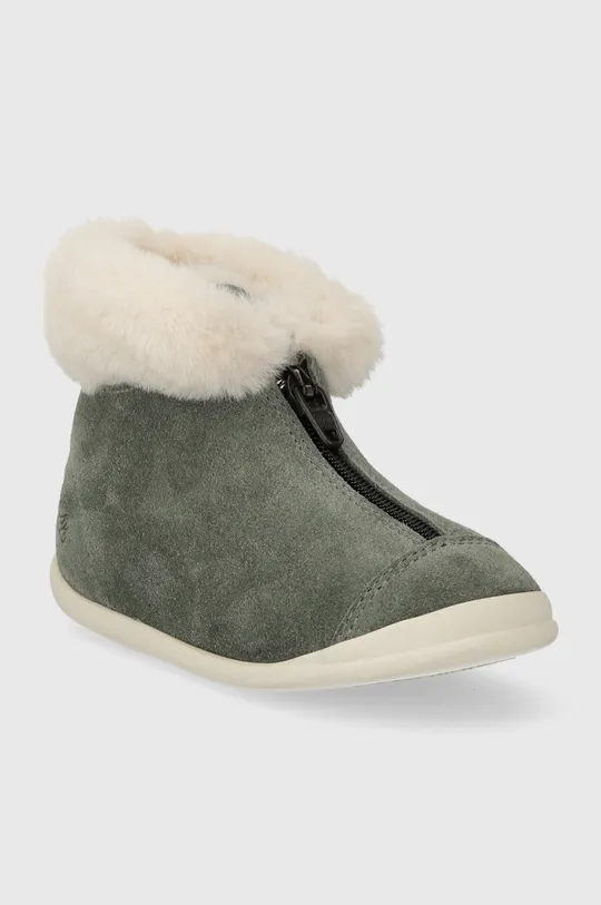 Detské zimné semišové topánky Pom D'api SWEET ZIP FUR sivá