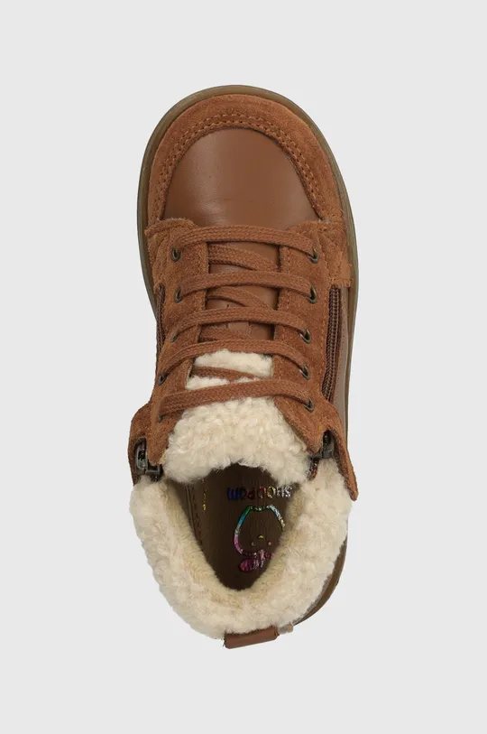 hnedá Detské zimné kožené topánky Shoo Pom