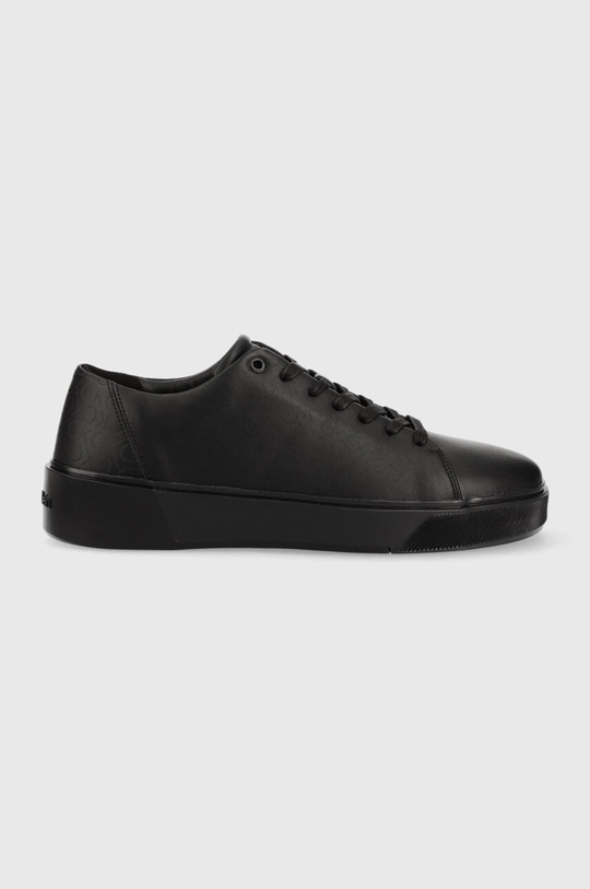 čierna Kožené tenisky Calvin Klein LOW LACE UP LTH MONO Pánsky