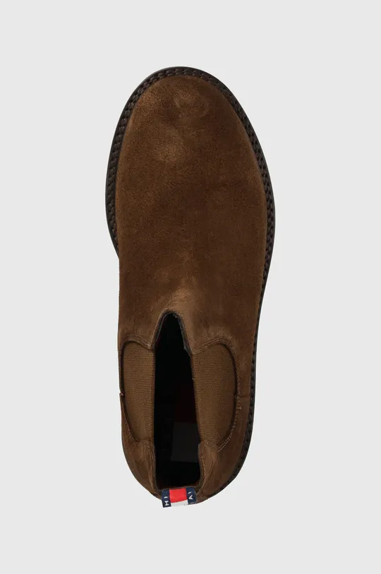 barna Tommy Jeans magasszárú cipő velúrból TJM CHELSEA HIGH BOOT