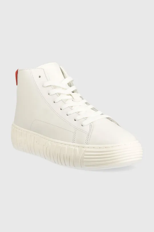 Δερμάτινα ελαφριά παπούτσια Tommy Jeans TJM OUTSOLE MID CUT λευκό