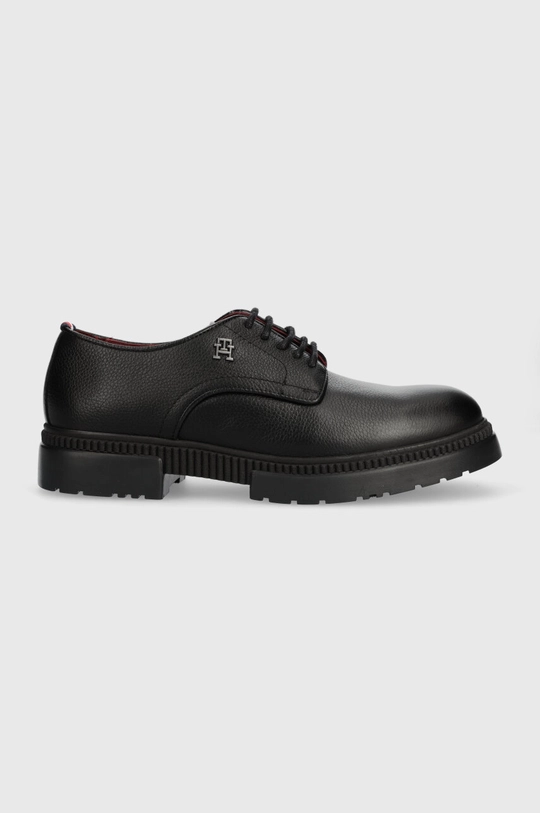 czarny Tommy Hilfiger półbuty skórzane COMFORT CLEATED THERMO LTH SHOE Męski