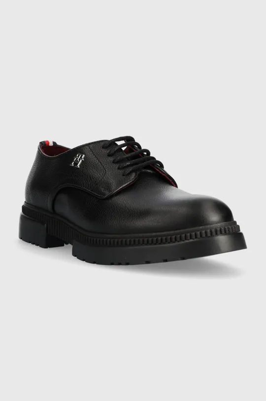 Tommy Hilfiger bőr félcipő COMFORT CLEATED THERMO LTH SHOE fekete