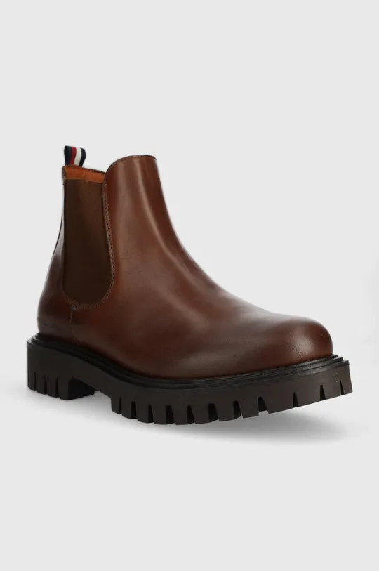 Шкіряні черевики Tommy Hilfiger PREMIUM CASUAL CHUNKY LTH CHELS коричневий