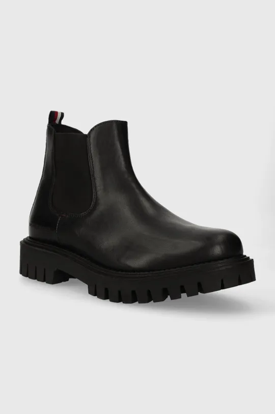Δερμάτινες μπότες τσέλσι Tommy Hilfiger PREMIUM CASUAL CHUNKY LTH CHELS μαύρο