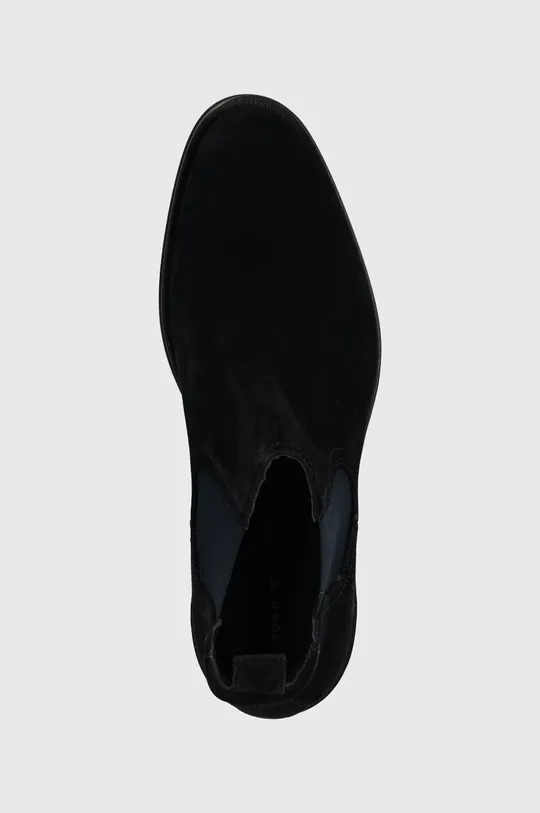 sötétkék Tommy Hilfiger magasszárú cipő velúrból CORE RWB SUEDE CHELSEA