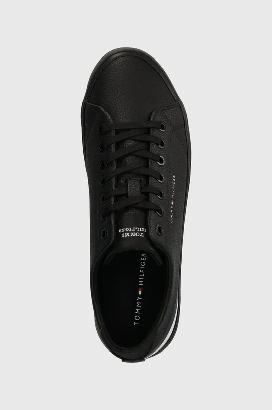 μαύρο Δερμάτινα ελαφριά παπούτσια Tommy Hilfiger TH HI VULC CORE LOW LTH STRIPES