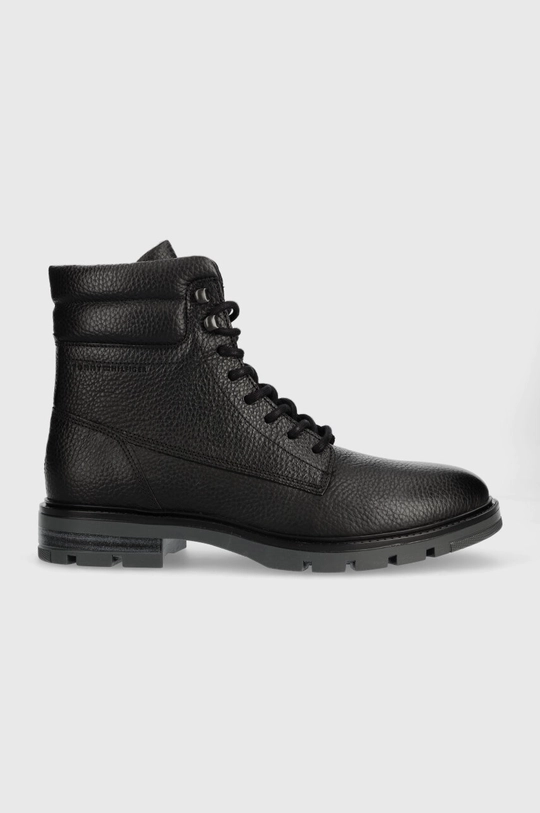 fekete Tommy Hilfiger bőr cipő WARM PADDED LTH BOOT Férfi