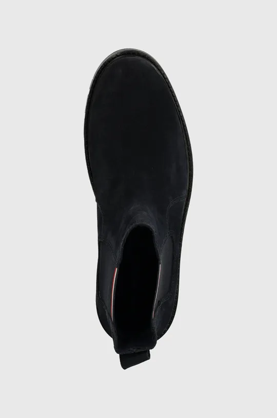 sötétkék Tommy Hilfiger magasszárú cipő velúrból CORPOARTE SUEDE CHELSEA
