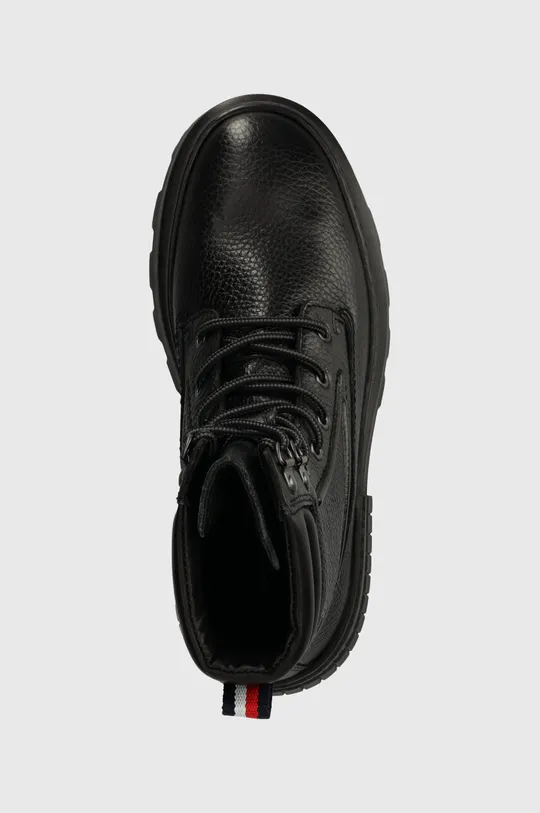 μαύρο Δερμάτινες μπότες πεζοπορίας Tommy Hilfiger TH ELEVATED CHUNKY W LTH BOOT