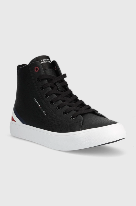 Tommy Hilfiger scarpe da ginnastica in pelle TH HI VULC CORE LTH nero