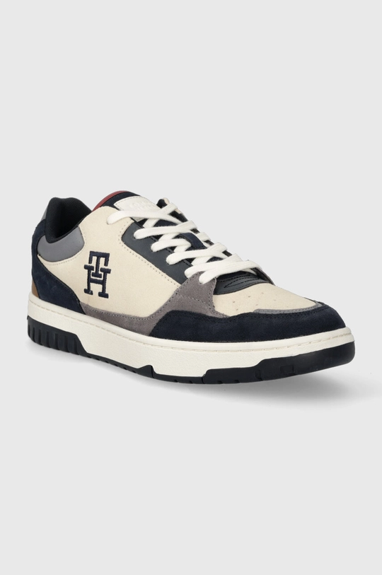 Tommy Hilfiger sneakersy zamszowe TH BASKET BETTER SUEDE MIX granatowy