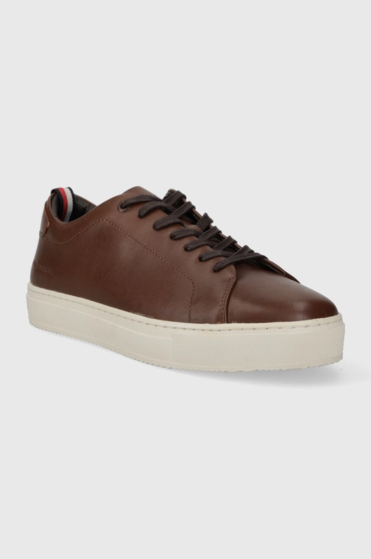 Kožené tenisky Tommy Hilfiger PREMIUM HERITAGE CUPSOLE COGNAC hnedá