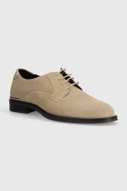 beżowy Tommy Hilfiger półbuty zamszowe CORE RWB HILFIGER SUEDE SHOE Męski