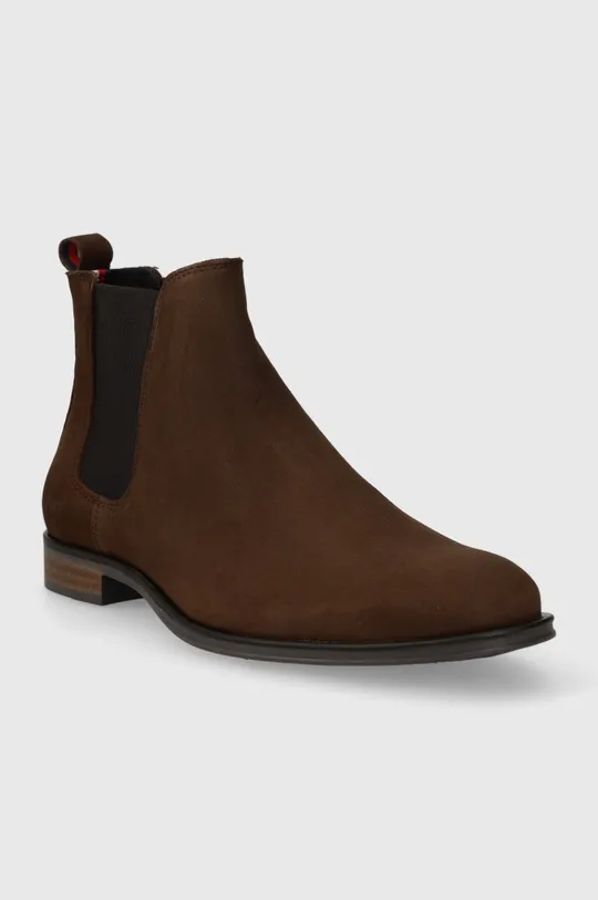 Tommy Hilfiger magasszárú cipő velúrból CASUAL NUBUCK CHELSEA barna