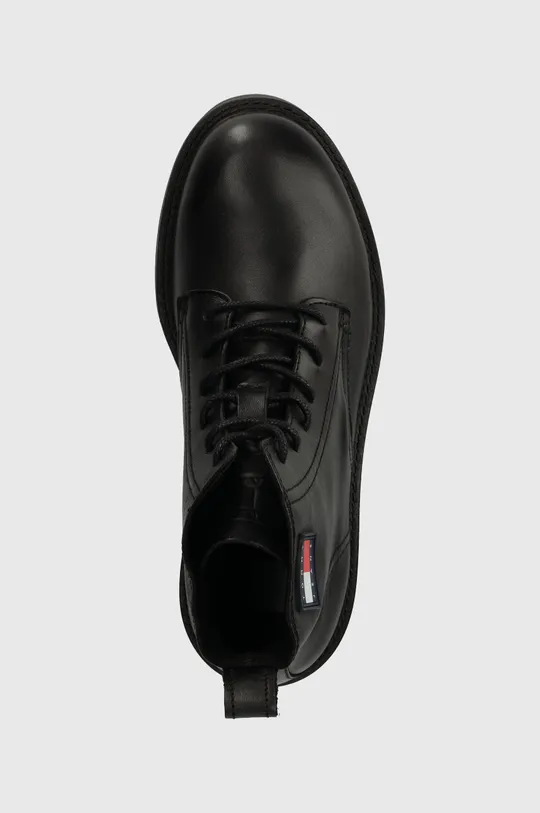 fekete Tommy Jeans bőr cipő TJM RUBERIZED LACE UP BOOT