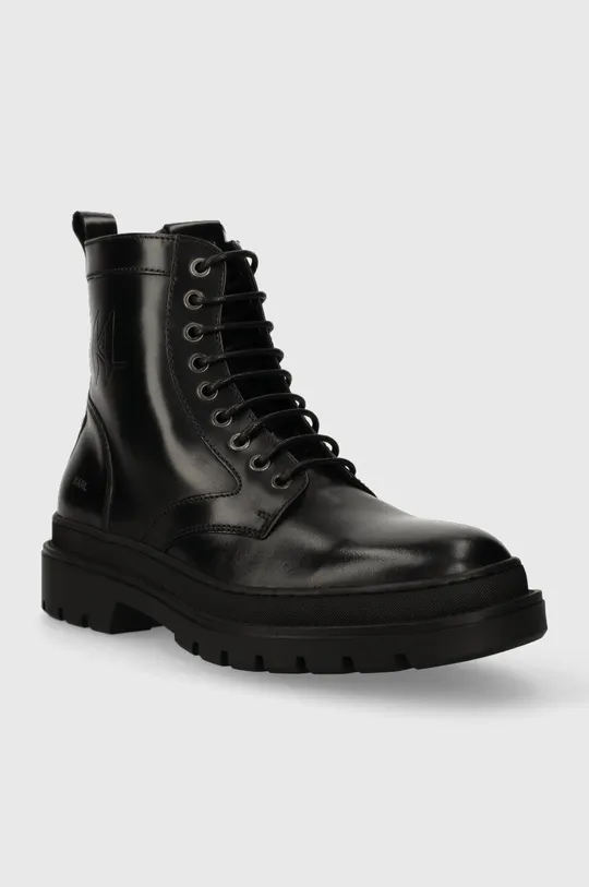 Kožené členkové topánky Karl Lagerfeld OUTLAND čierna