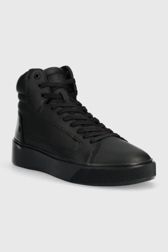 Calvin Klein sneakers in pelle HIGH TOP LACE UP INV STITCH nero